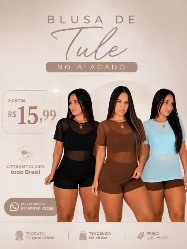 Blusinha de tule no atacado 