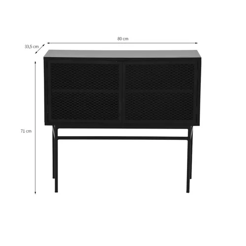 Buffet preto portas de aço - Buffet Alloy 2 PT Preto