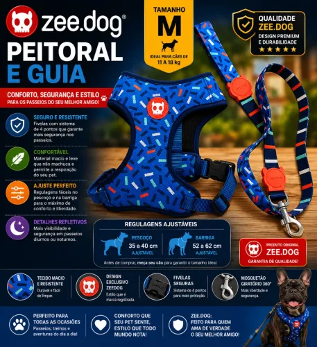 Peitoral e guia ZeeDog M 