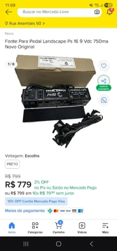 Fonte Pedal Supply PS12 Para Pedalboard Com Proteção Contra Ruídos e Surtos