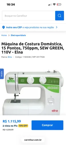 Máquina de costura doméstica faz mais de 15 pontos,  Quilting e patchwork , compacta 