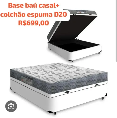 Box baú casal+ colchão Espuma D20