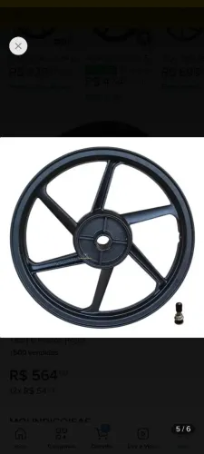 Roda Liga Leve Traseira Tambo Cg Fan 150 160 Titan 6 Palitos Preto