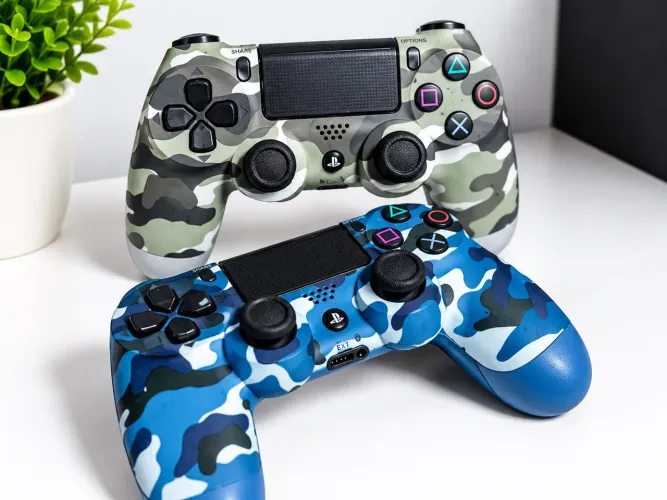 Kit 2 Controles Gamer Camuflados de PS4 - Compatível com PS4, PS5 e PC