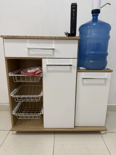 Balcão Fruteira Multiuso Ditália ? Carvalho / Branco