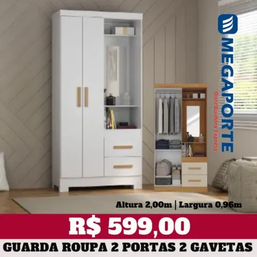 Guarda Roupa Capelinha 2 Portas (Novo) Entrega Grátis!