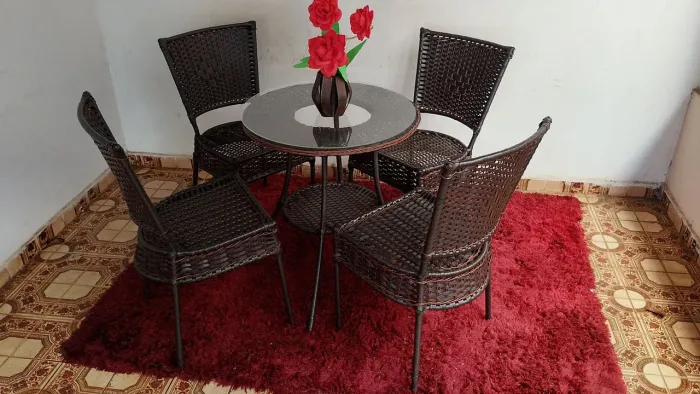 Jogo de mesa de vime sintético 