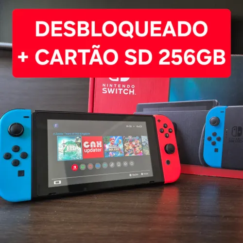 NINTENDO SWITCH V2 - 256GB DESBLOQUEADO