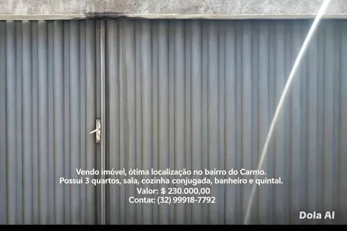 Vendo Casa bairro do Carmo 3 quartos, Sala, Copa conjugada com cozinha, banheiro e quintal