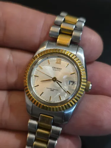 Relógio feminino Orient original Datejust máquina Myiota pulseira jubilee bicolor vintage 