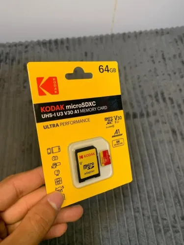 Cartão de Memória Kodak 64GB Micro SDXC U3 V30 A1 4K Ultra HD + Adaptador