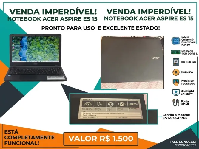 Vendo notebook acer conservado