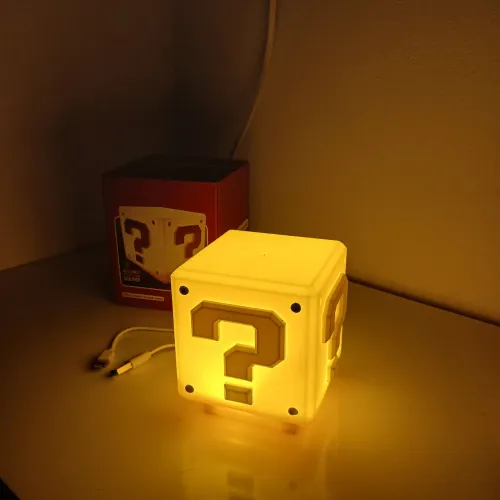 Luminária Cubo Interrogação Mario Bros LED com Som