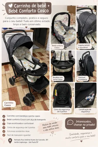 Carrinho de bebê + bebê conforto