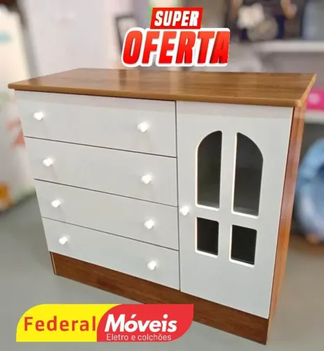 Cômoda Infantil 4 Gavetas 1 Porta - Solicite Catálogo