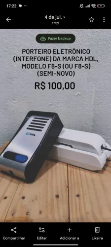 Porteiro Eletrônico (Interfone) da marca HDL, modelo F8-S (ou F8-S