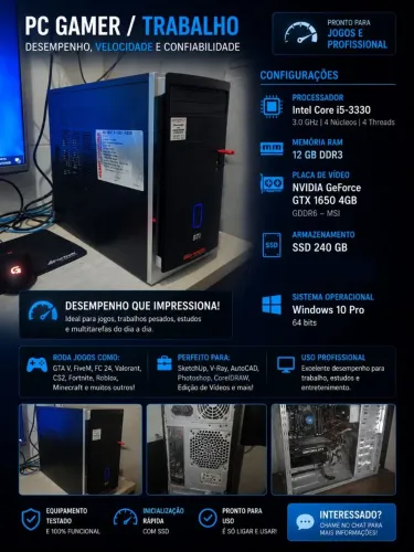 ? PC Gamer de Entrada | GTX 1650 4GB | Excelente para Jogos, Trabalho e Estudos