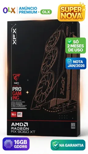 RX 9060 XT 16GB XFX SWIFT OC - SÓ 2 MESES DE USO - NOTA JAN/2026 NA GARANTIA