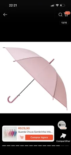 Guarda Chuva Sombrinha Bengala Abertura Automática Reto Liso Rosa