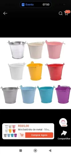 12 unidades Mini balde de metal para decoração 