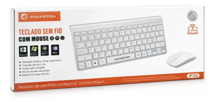 Teclado E Mouse Sem Fio 2.4ghz Ultra Fino- Ios E Android