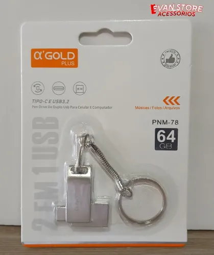 Pendrive 64gb Tipo-C e USB Alfa'Gold