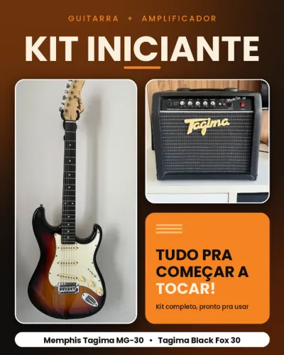 KIT INICIANTE: Guitarra Memphis Tagima MG 30 e Amplificador Black Fox 30 Tagima