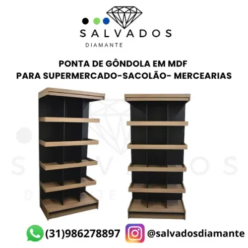 PONTA DE GÔNDOLA PARA SACOLÃO, MERCEARIAS, SUPERMERCADO EM MDF  - NOVO 