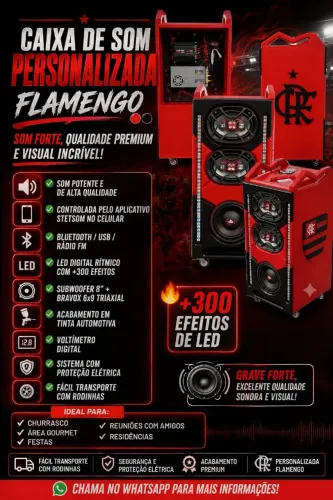 CAIXA DE SOM PERSONALIZADA DO FLAMENGO