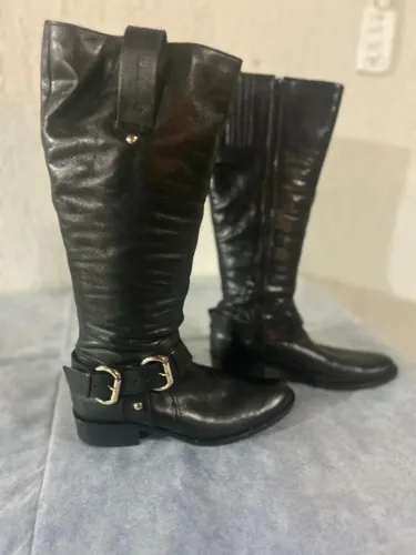 Bota Cano Alto Shoestock - Couro preto / Tamanho 35