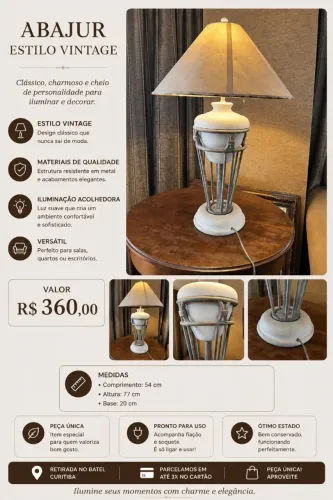 ABAJUR ESTILO VINTAGE - CHARME E ELEGÂNCIA PARA SUA DECORAÇÃO