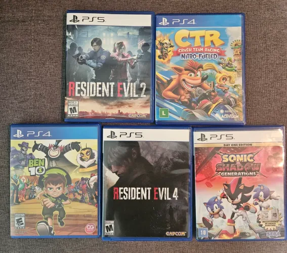 Jogos ps5 e PS4 - resident evil/ sonic/ Ben 10 e crash bandicoot