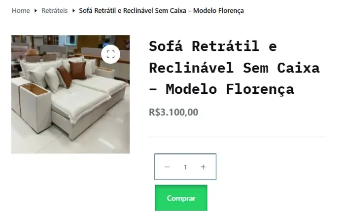 Sofá Retrátil e Reclinável Sem Caixa - Modelo Florença