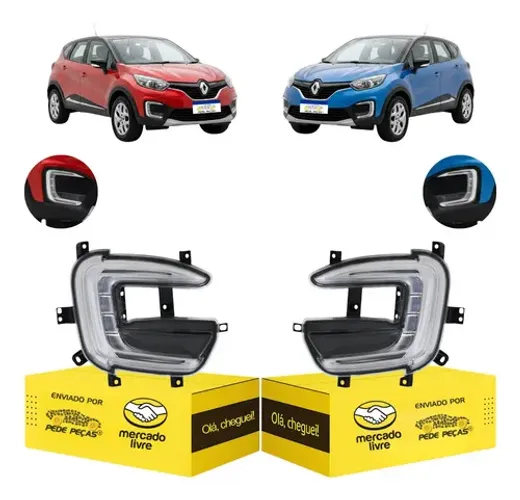 Par Farol Milha Captur 2017 18 19 20 2021 Led S/auxiliar Cristal