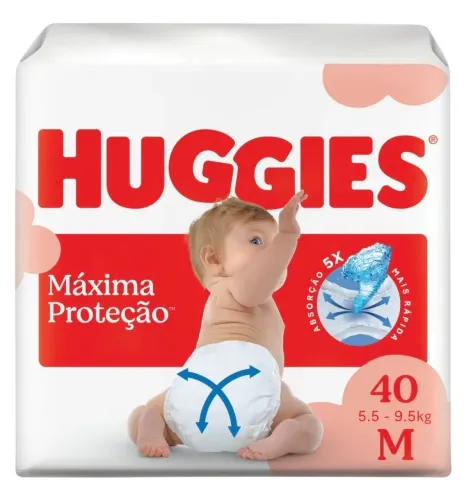 Huggies Fraldas Máxima Proteção M 40 unidades