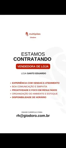 Vaga para vendedora