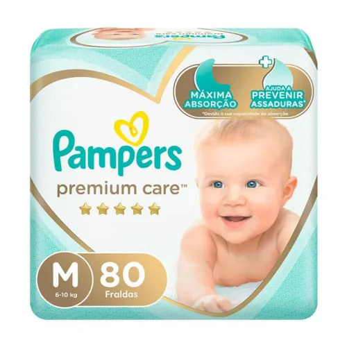 Fralda Pampers Premium Care M pct 80
