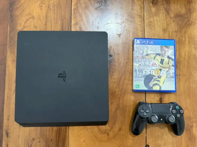 Ps4 Slim 500GB, vem com 1 controle e 2 jogos