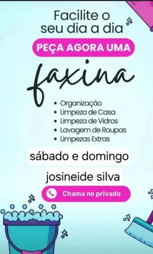 Faço limpeza de apartamento e casa, também passo roupa.(mais extra por fora)