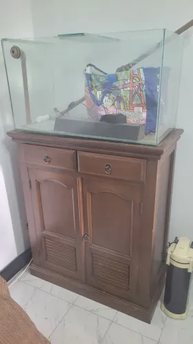 Aquário 200L + Canister + Móvel madeira maciça 