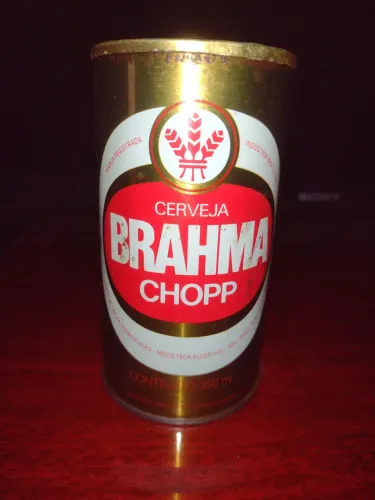Lata cerveja Brahma chopp aberto por cima