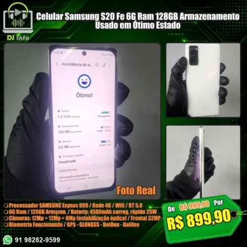 Celular Samsung S20 Fe 6G Ram 128GB Armazenamento