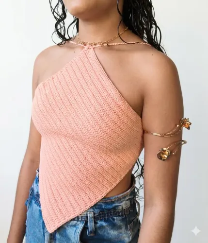 Cropped crochê - frente única