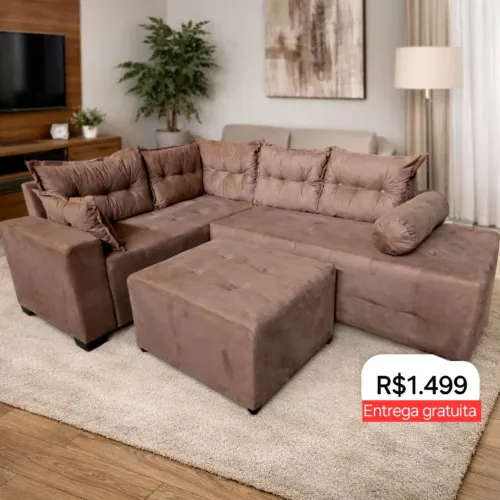 PROMOÇÃO URGENTE - Sofá de CANTO Aurora GIGANTE Bege Disponível