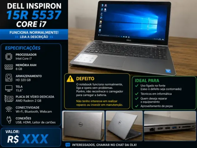 Dell Inspiron 15R 5537 Core i7 + Placa de Vídeo Dedicada 2GB