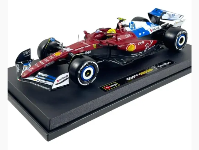 BBurago 1/18 F1 Modelo Ferrari SF-25 Miami GP 2025 #44 L. Hamilton