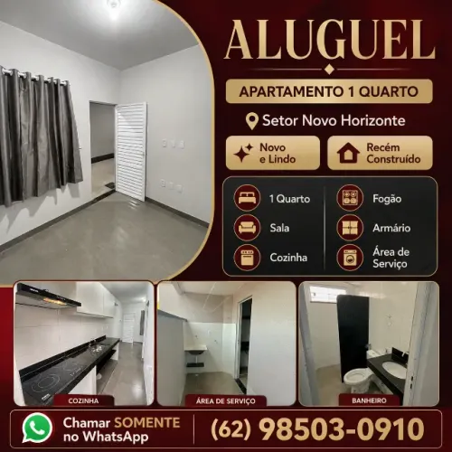 Ap 1 Quarto Novo e Bonito - Alugo Aluguel Alugar Setor Bairro Regiao Novo Horizonte