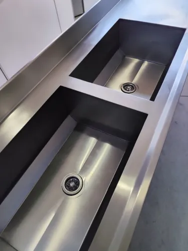 pia inox dupla 2,80m 2 bojos 