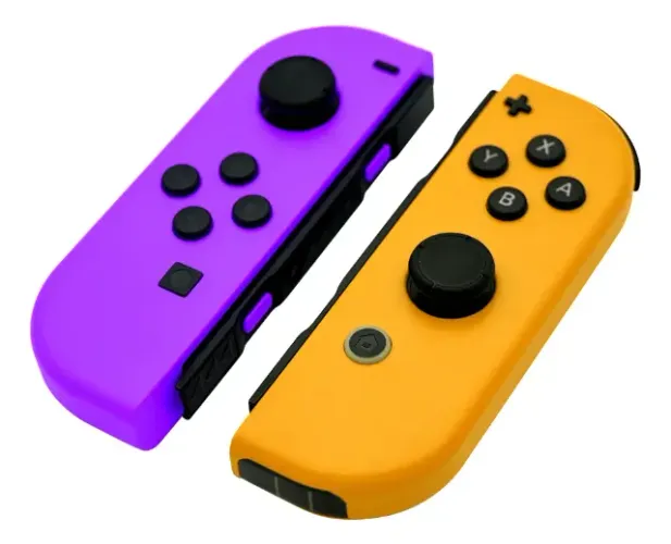Controle Joy Stick compatíveis com Nintendo Switch, cor Roxo e Laranja