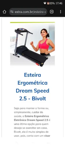 Esteira Ergometrica Dream Speed. 2.5, bivolt.